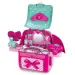 Růžový přenosný 2v1 kosmetický stůl s hračkou v batohu