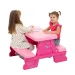 Růžový piknikový stůl 70x79x47cm