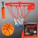 Sada kovového basketbalového koše s barevnou sítí, míčem a pumpou o průměru 22 cm.