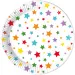 Sada papírových talířů s hvězdičkami, 8 ks, 23 cm