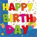 Sada papírových ubrousků s nápisem "Happy Birthday" – 2vrstvé, 33x33 cm, 20 ks