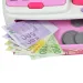 Šťastné Nakupování: Elektronická pokladna v bílo-růžové barvě se zvukem a doplňky 22,5x17cm
