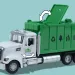 Těžký nákladní vůz: Model nákladního vozu pro třídění kovového odpadu s otevíracími dveřmi a popelnicí 1/36