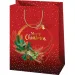 Veselé Vánoce červená velká dárková taška 24x35x9cm